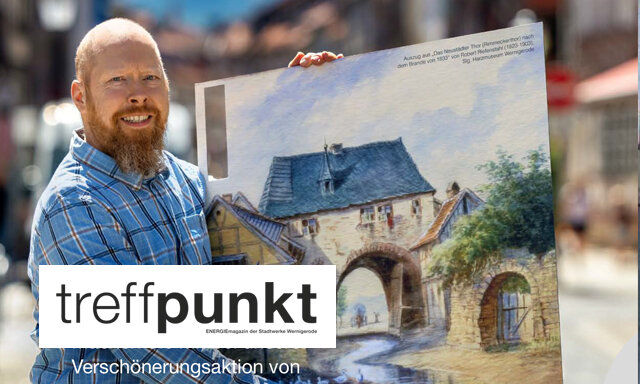 Es ist das Titelbild der aktuellen Ausgabe des Kundenmagazins „treffpunkt ENERGIE“ zu sehen.